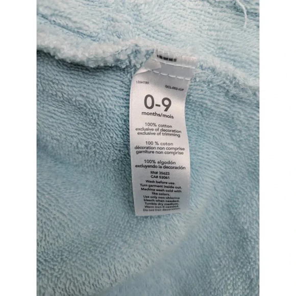 Carter's Baby Animal Terry Cloth Bath Robe Light Blue Striped Lining 0-9 months - Picture 5 of 10